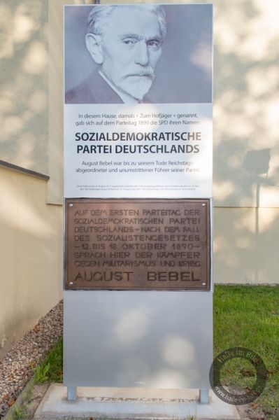 Gedenktafel für August Bebel am Hofjäger in Halle (Saale)