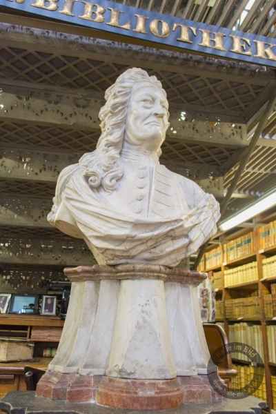 Denkmal (Büste) für Friedrich Hoffmann in der Marienbibliothek in Halle (Saale)