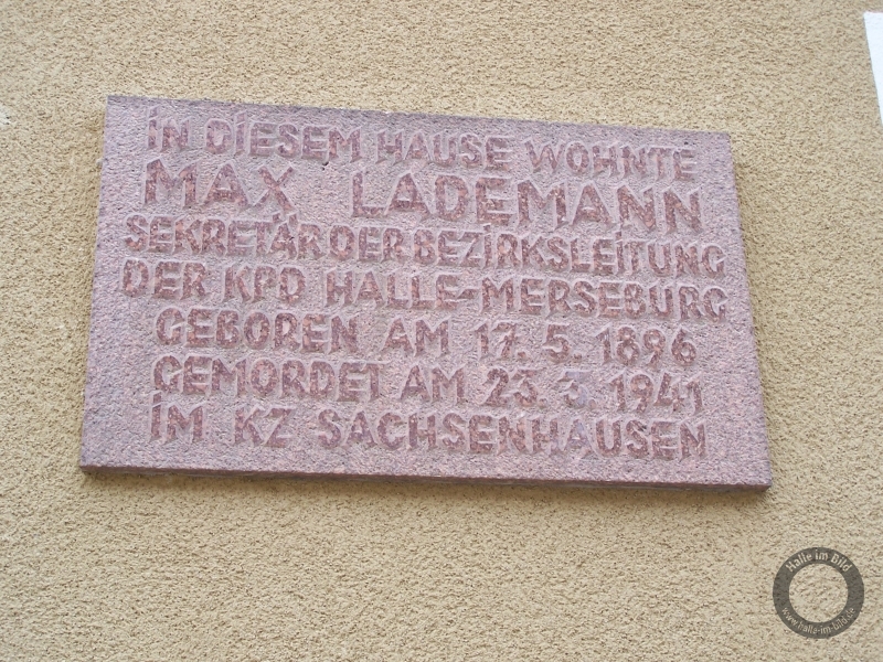 Gedenktafel für Max Lademann in Halle (Saale)