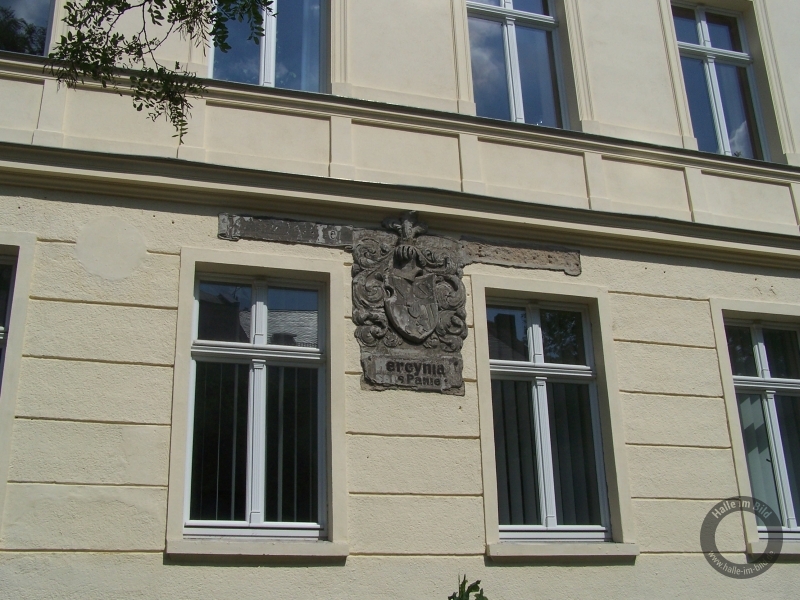 Wappen der Studentenverbindung Hercynia Hallensis in der Karl-Liebknecht-Straße in Halle (Saale)