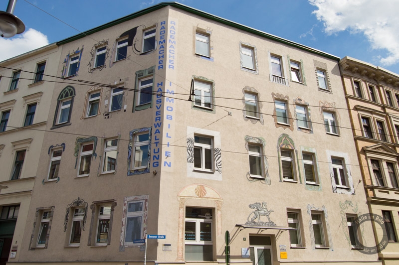 Wandgestaltung "Fenster-Bilder" in der Beesener Straße in Halle (Saale)