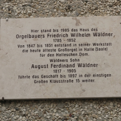 Gedenktafel Friedrich Wilhelm Wäldner & August Ferdinand Wäldner in der Salzstraße in Halle (Saale)