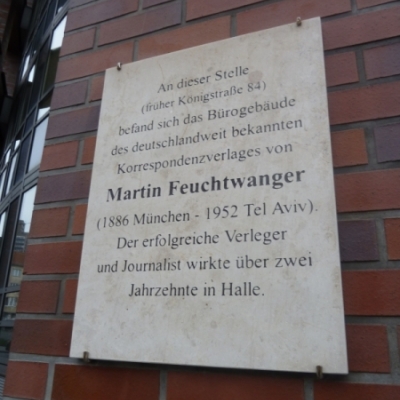 Gedenktafel für Martin Feuchtwanger in der Franckestraße in Halle (Saale)