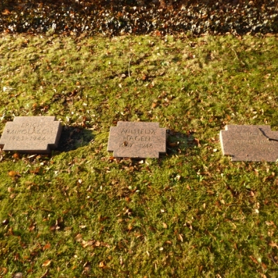 Gedenkanlage für Soldaten des Zweiten Weltkrieges auf dem Friedhof in der Friedenstraße in der Halle-Giebichenstein