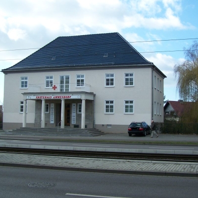 Ehemalige Poliklinik Ammendorf (später Ärztehaus, Gästehaus) in der Merseburger Straße in Halle (Saale)