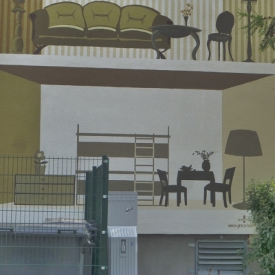 Wandbild in der Gellertstraße in Halle-Neustadt
