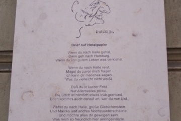 Gedenktafel für Joachim Ringelnatz am ehemaligen Hotel Hamburg in Halle (Saale)
